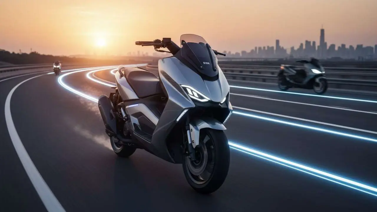  SYM TTLBT 2026 el scooter innovador que redefine la movilidad de larga distancia con tecnolog&iacute;a avanzada y dise&ntilde;o moderno &mdash; Imagen generada por IA 