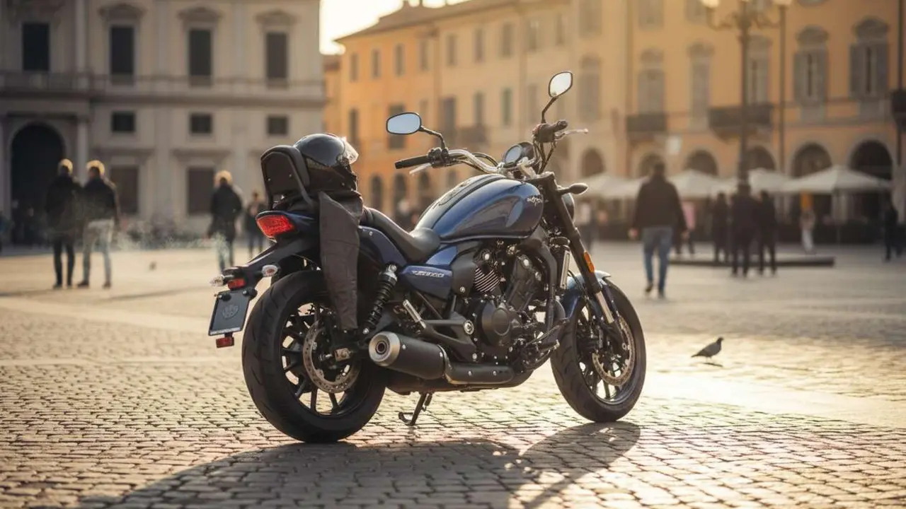  QJMOTOR SRV 600 V4 autom&aacute;tica en carretera, la cruiser que revoluciona el mercado de motos modernas &mdash; Imagen generada por IA 