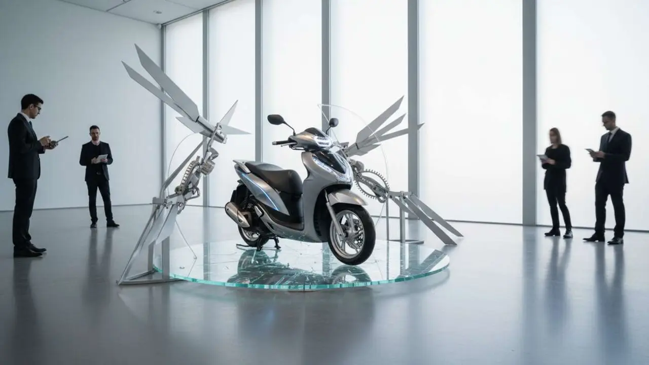  Honda SH125i celebrando 25 a&ntilde;os de dise&ntilde;o y tecnolog&iacute;a que reinventan el esc&uacute;ter como una obra de arte urbana &mdash; Imagen generada por IA 