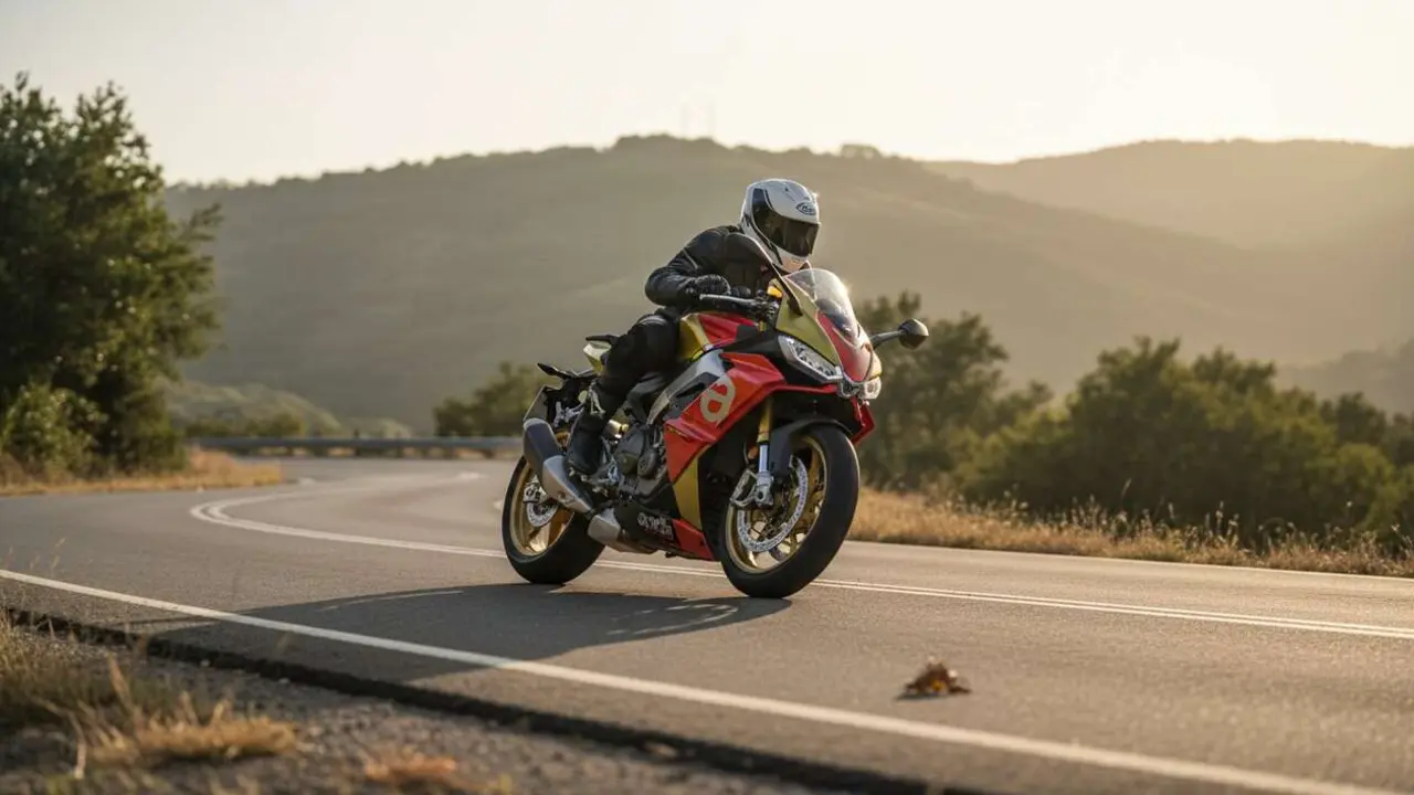  Aprilia RS 660 deportiva en acci&oacute;n sobre la carretera, la moto que est&aacute; revolucionando este a&ntilde;o las rutas &mdash; Imagen generada por IA 