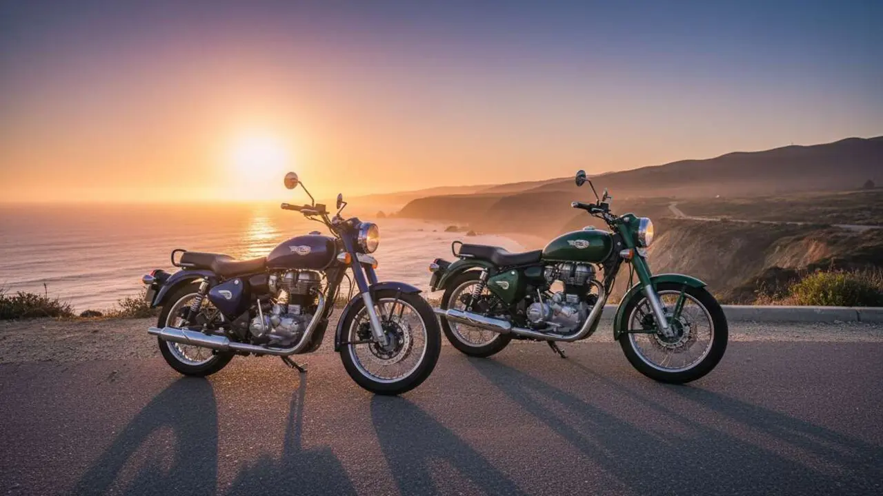  Royal Enfield Meteor 350 y Classic 350 comparadas para elegir la mejor moto seg&uacute;n tu estilo y necesidades &mdash; Imagen generada por IA 