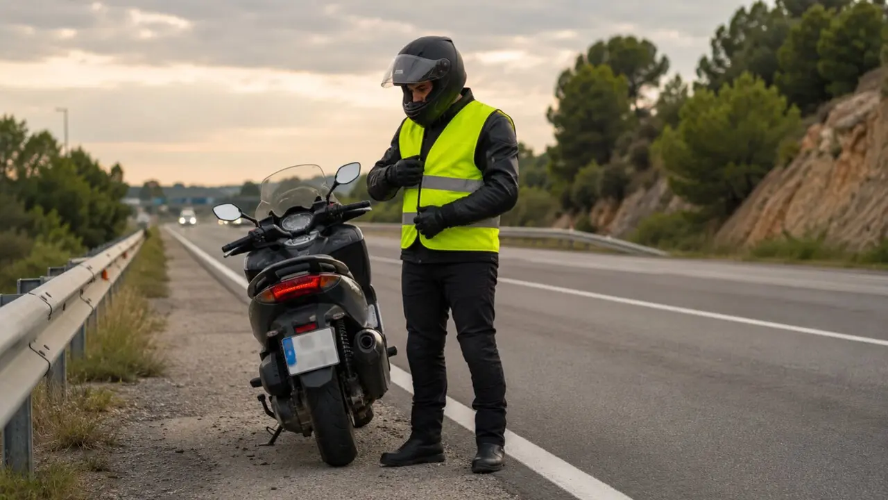 La moto y el chaleco del motorista