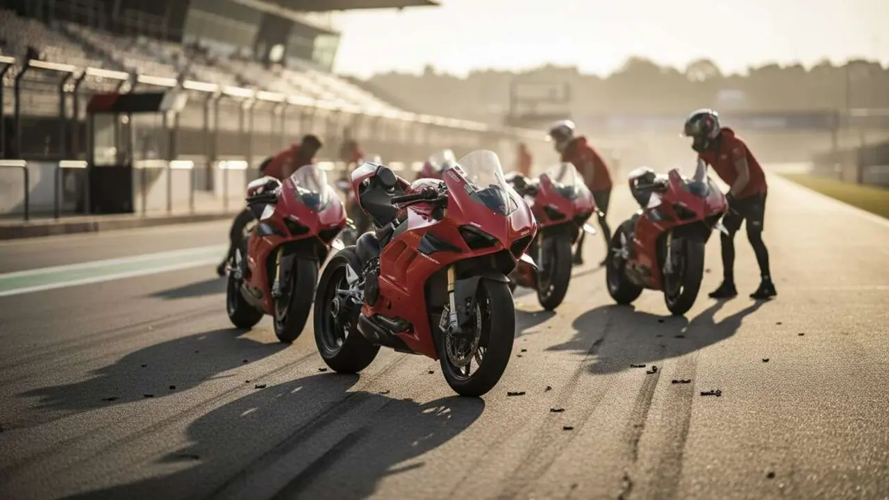  Modelos Ducati de competici&oacute;n que dominar&aacute;n las carreras esta temporada en motos deportivas y de alta performance &mdash; Imagen generada por IA 