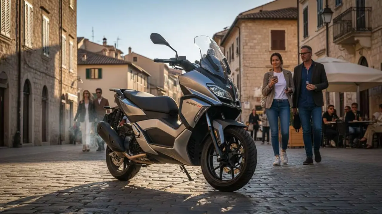  Aprilia X 250TH scooter crossover italiano que desaf&iacute;a a los modelos econ&oacute;micos y bajos costos del mercado &mdash; Imagen generada por IA 