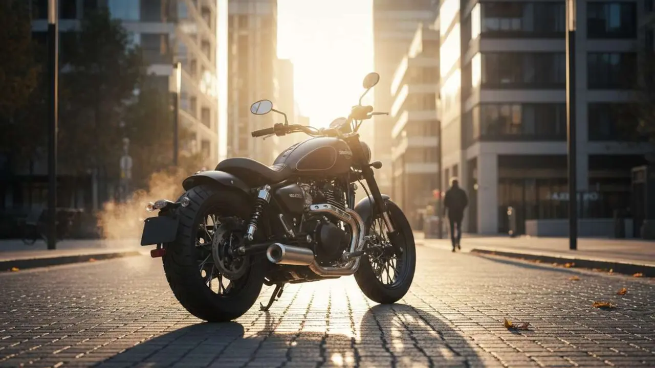  Benda Napoleon Bob 500 V2 en primer plano mostrando su dise&ntilde;o cl&aacute;sico y moderno de motocicleta bobber &uacute;nica &mdash; Imagen generada por IA 