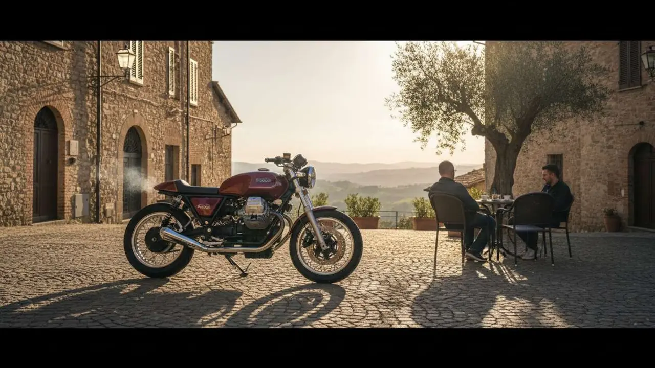  Moto Guzzi moto italiana cl&aacute;sica con dise&ntilde;o &uacute;nico que destaca frente a otras motos italianas populares &mdash; Imagen generada por IA 