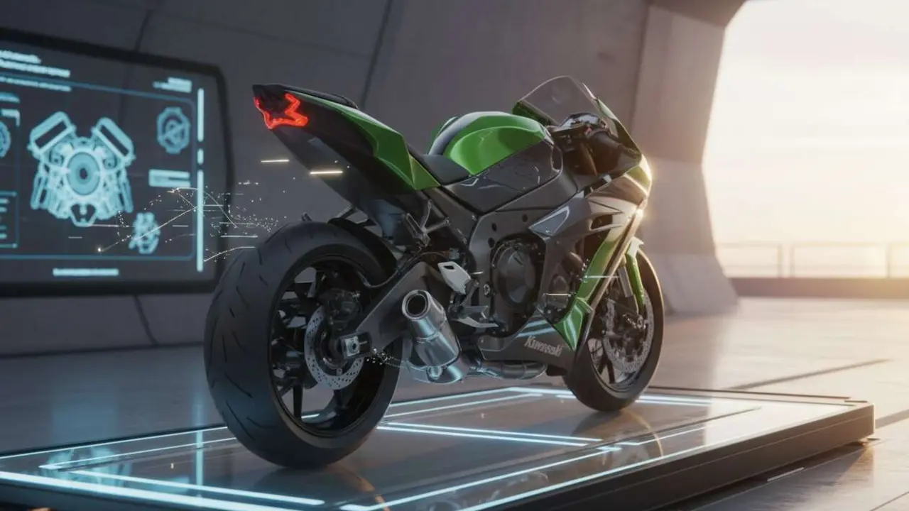  Kawasaki ZX-10R 2026 en acci&oacute;n mostrando su innovaci&oacute;n tecnol&oacute;gica y potencia sorprendentes en carretera &mdash; Imagen generada por IA 