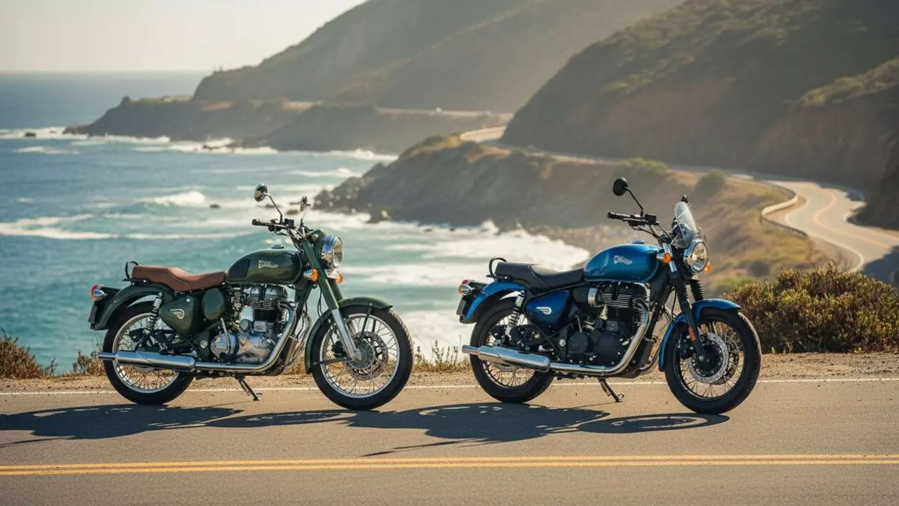  Comparativa Royal Enfield Classic y Meteor 2024 para elegir la mejor moto seg&uacute;n tus necesidades &mdash; Imagen generada por IA 