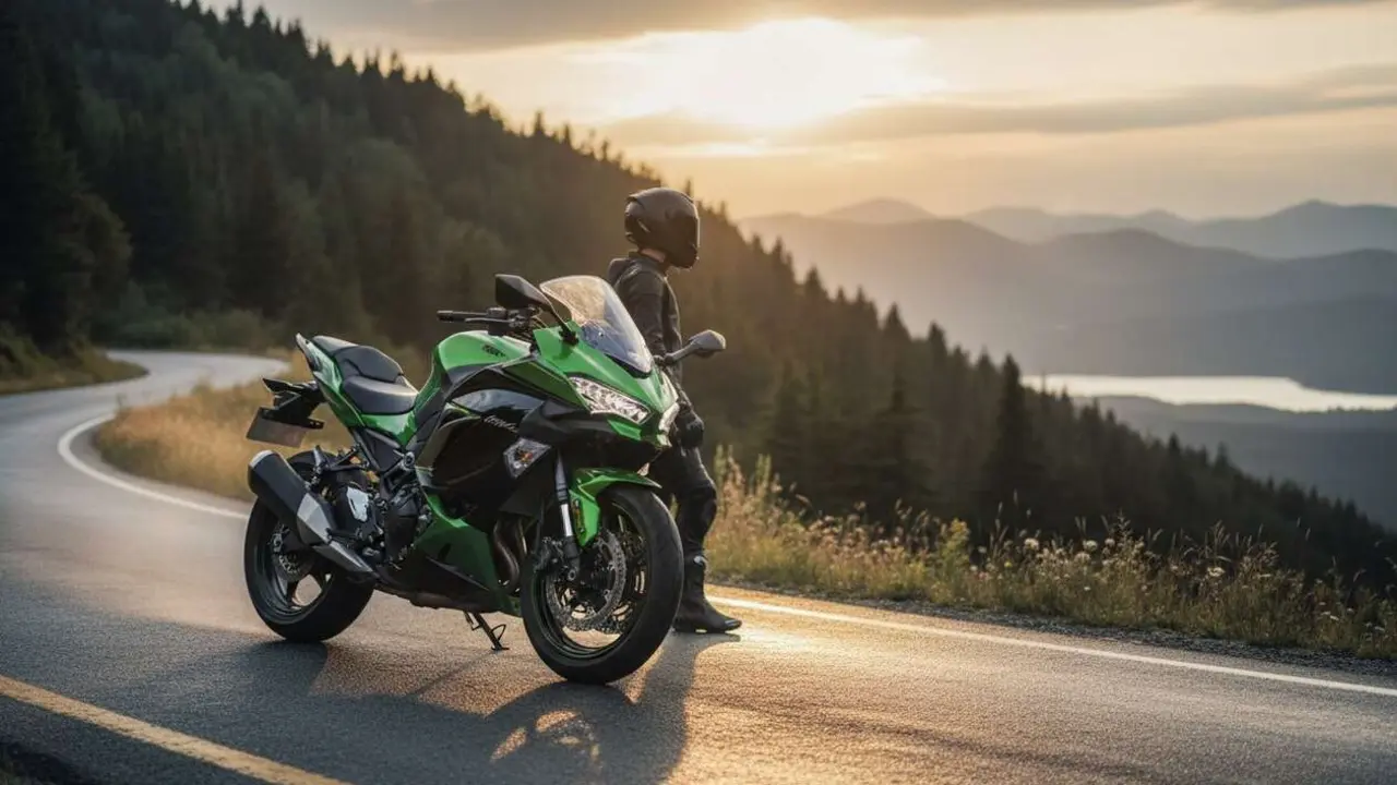  Kawasaki Ninja 1100 SX SE 2026 en color verde brillante destacando su dise&ntilde;o moderno y potencia renovada &mdash; Imagen generada por IA 