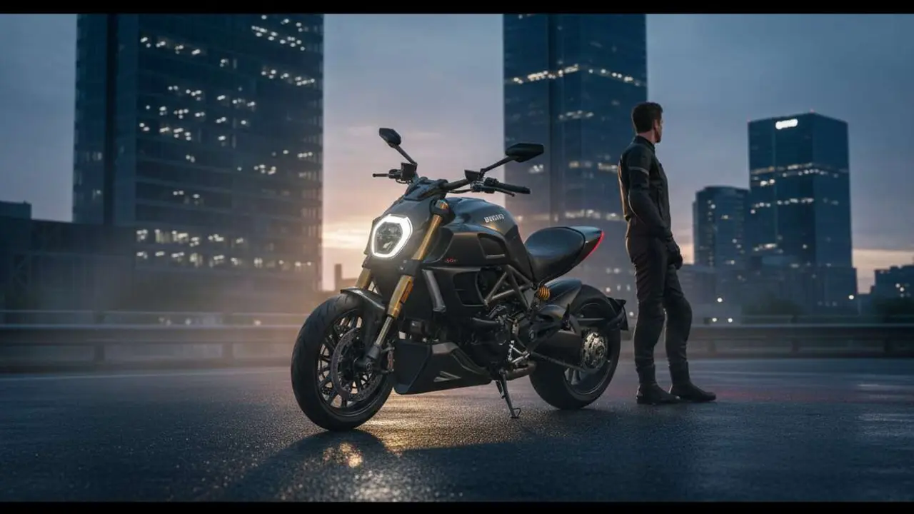  Ducati Diavel 2026 en acci&oacute;n mostrando su dise&ntilde;o innovador y potencia revolucionaria para motos deportivas modernas &mdash; Imagen generada por IA 