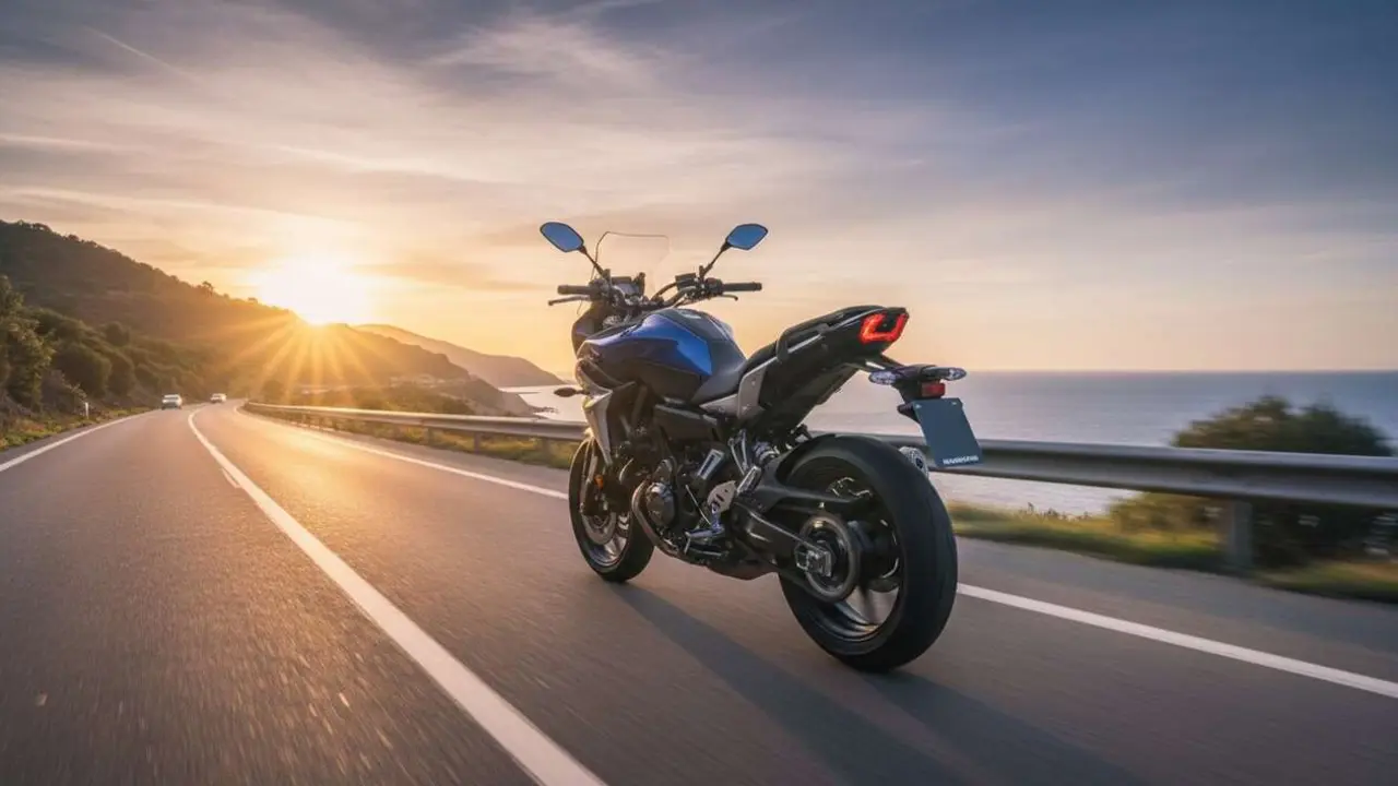  Yamaha Tracer 7 GT 2026 mostrando su dise&ntilde;o innovador y tecnolog&iacute;a avanzada para motos touring modernas &mdash; Imagen generada por IA 