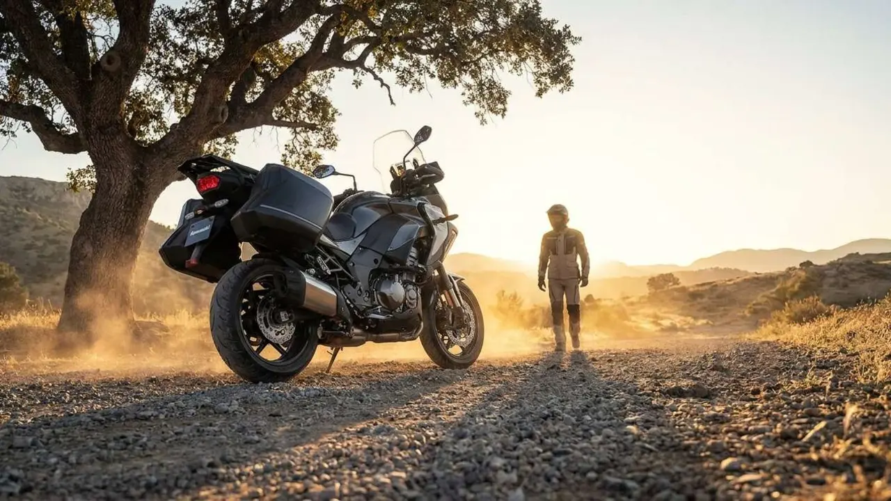  Kawasaki Versys 1100 S 2026 modelo 2026 con innovaciones y dise&ntilde;o revolucionario en motocicletas trail deportivas &mdash; Imagen generada por IA 