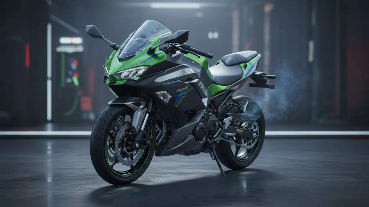  Kawasaki Ninja e-1 en acci&oacute;n, la moto el&eacute;ctrica deportiva que marca el futuro de la movilidad sostenible &mdash; Imagen generada por IA 