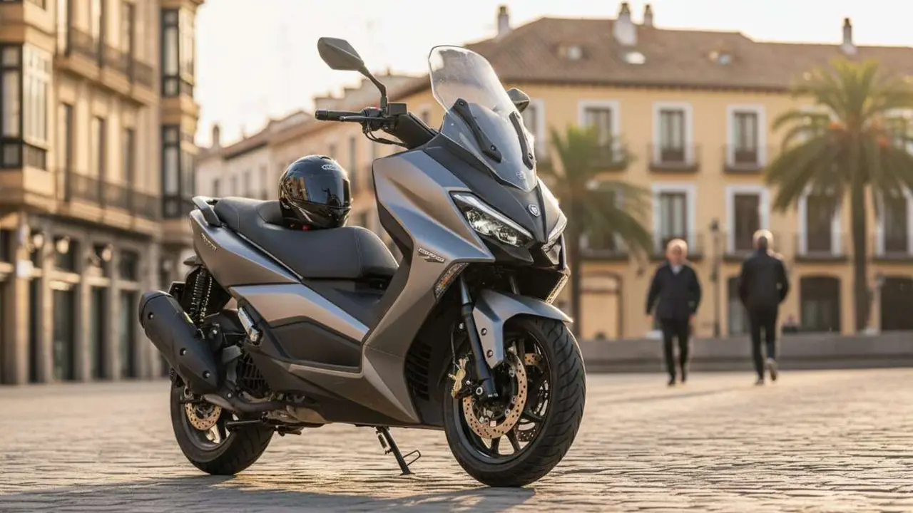  QJMOTOR Fort 350 Evo scooter GT potente y econ&oacute;mica ideal para desplazamientos urbanos en Espa&ntilde;a &mdash; Imagen generada por IA 