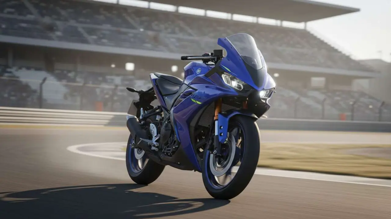  Yamaha R3 2026 en acci&oacute;n mostrando las innovaciones y dise&ntilde;o renovado de la nueva moto deportiva de alta performance &mdash; Imagen generada por IA 
