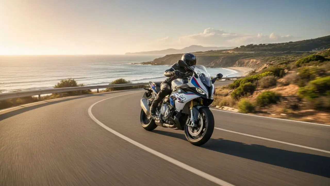  BMW R 1300 RS 2026 en carretera mostrando su dise&ntilde;o moderno y tecnolog&iacute;a avanzada para motos deportivas &mdash; Imagen generada por IA 
