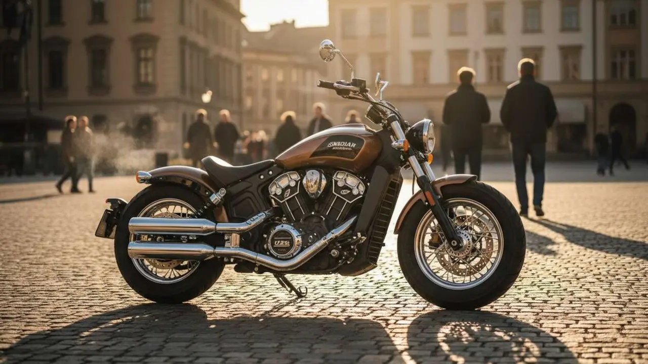  La Indian Scout Bobber 125th Anniversary Edition en detalle mostrando su dise&ntilde;o exclusivo y caracter&iacute;sticas &uacute;nicas &mdash; Imagen generada por IA 