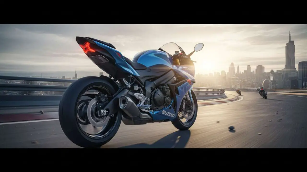  Suzuki GSX-8R 2026 mostrando su dise&ntilde;o innovador y avances tecnol&oacute;gicos en la conducci&oacute;n deportiva &mdash; Imagen generada por IA 