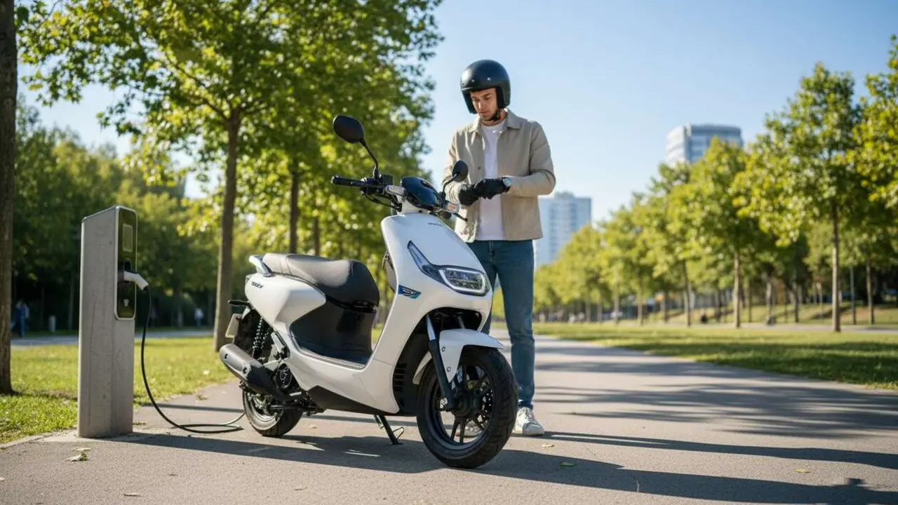  Honda CUV e scooter el&eacute;ctrico ideal para el carnet A1 con dise&ntilde;o moderno y tecnolog&iacute;a avanzada &mdash; Imagen generada por IA 