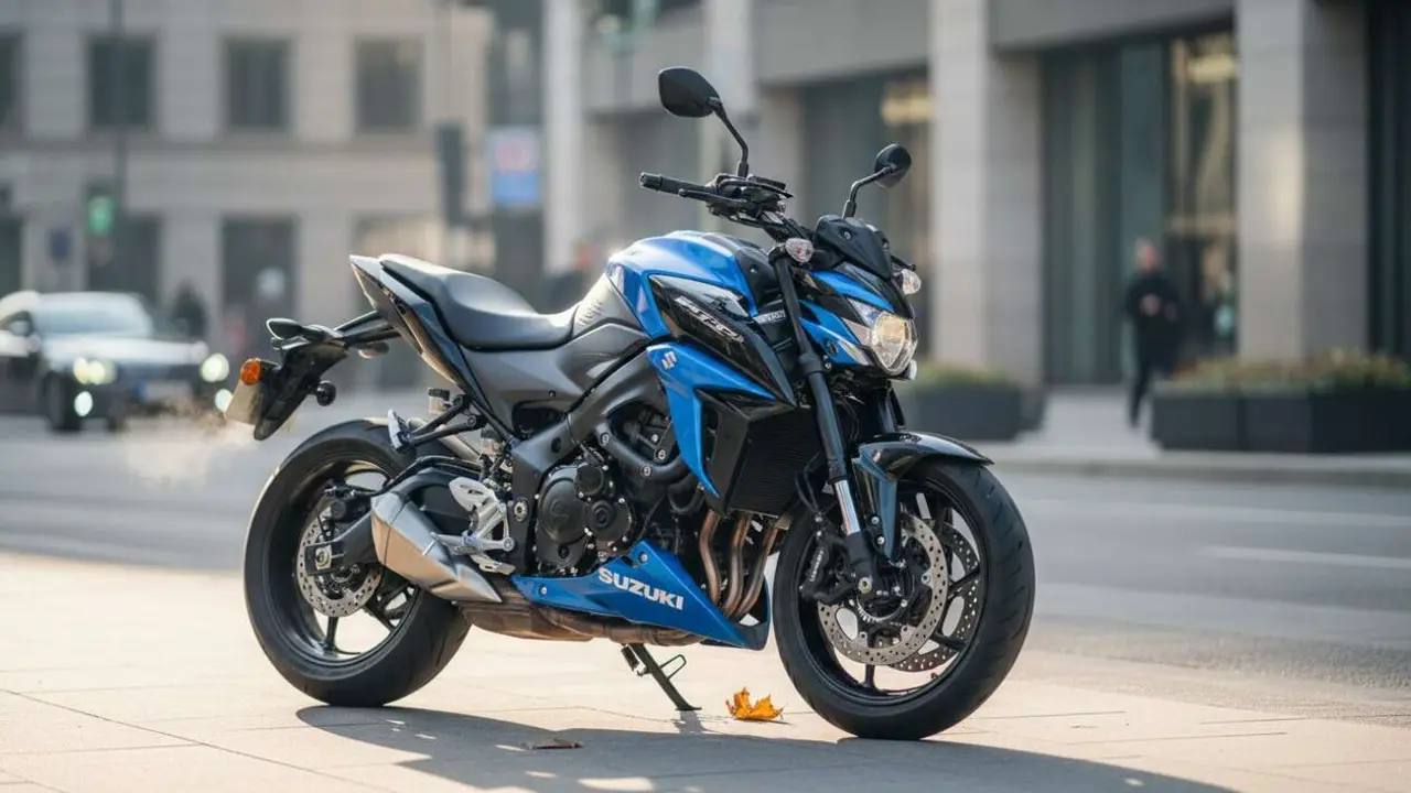 Suzuki GSX-8S en color rojo mostrando su dise&ntilde;o moderno, potencia destacada y precio exclusivo en motocicletas deportivas &mdash; Imagen generada por IA 