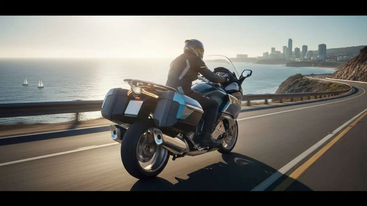  BMW K 1600 GTL 2027 mostrando su dise&ntilde;o de lujo y potencia para un turismo en moto excepcional &mdash; Imagen generada por IA 