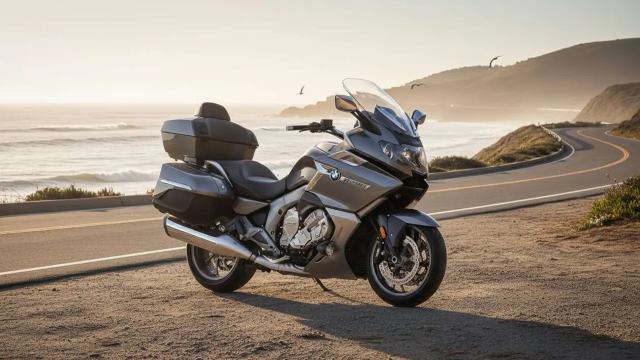 BMW K 1600 Grand America en carretera demostrando lujo y potencia por s&oacute;lo 35.450 euros en Espa&ntilde;a &mdash; Imagen generada por IA 