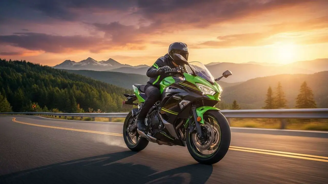  Kawasaki Ninja 650 en acci&oacute;n destacando su dise&ntilde;o deportivo y rendimiento superior en motocicletas modernas &mdash; Imagen generada por IA 