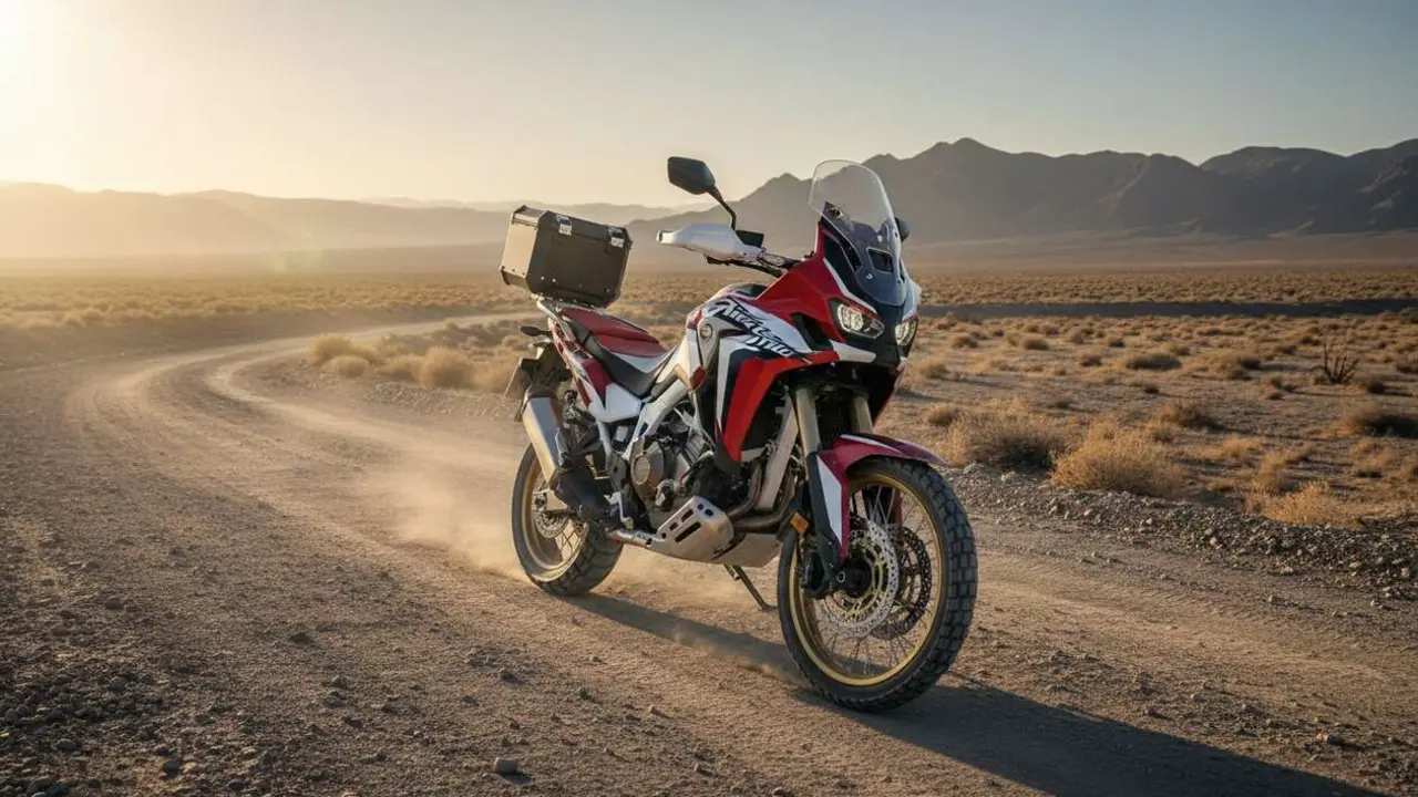  Honda Africa Twin Adventure Sports 2026 mostrando las novedades y caracter&iacute;sticas de la nueva moto de aventura off road &mdash; Imagen generada por IA 