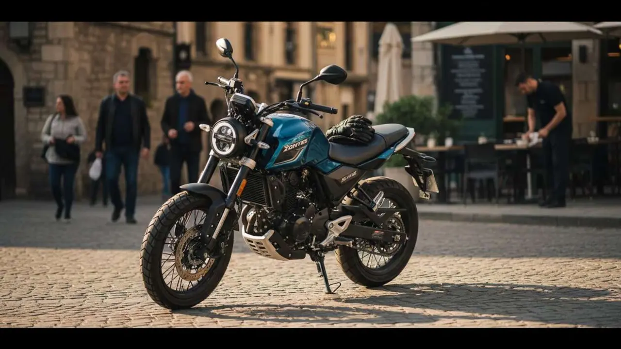  Vista frontal de la Zontes G1-125 mostrando dise&ntilde;o moderno y caracter&iacute;sticas destacadas para motociclistas amantes de la calidad &mdash; Imagen generada por IA 