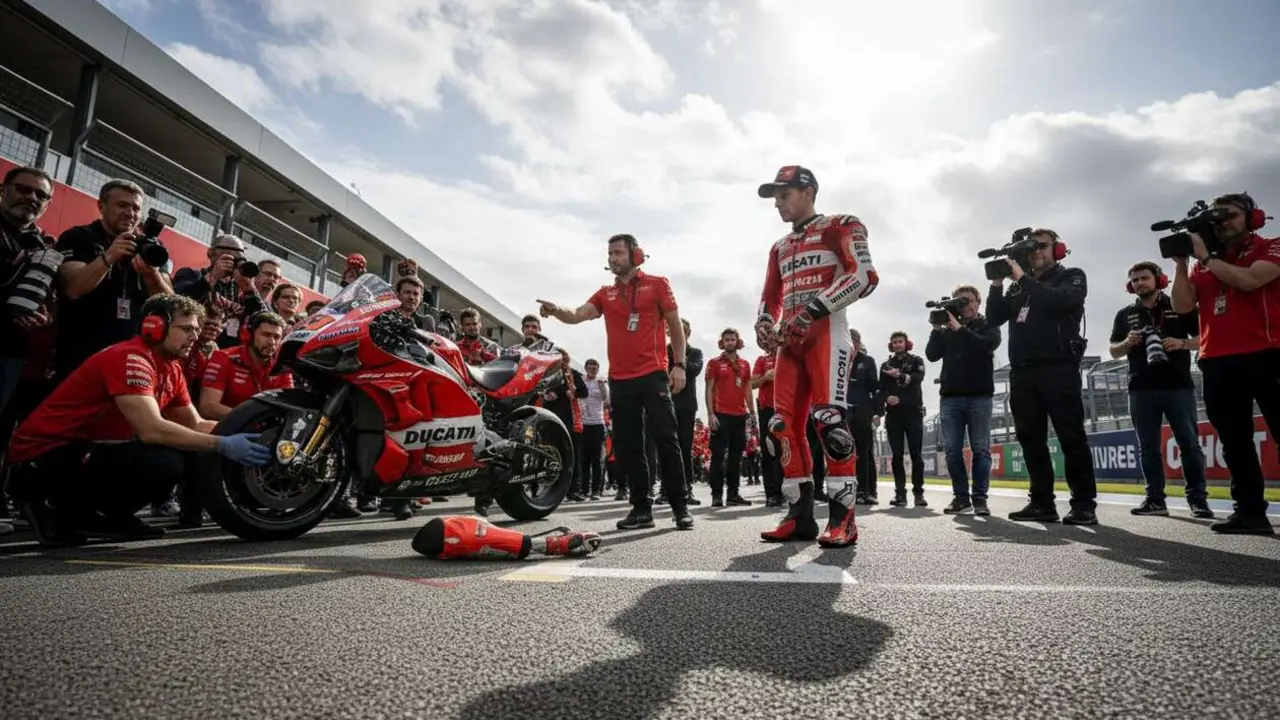  Marc M&aacute;rquez y Ducati enfrentan desaf&iacute;os en Silverstone con problemas mec&aacute;nicos y rendimiento en MotoGP &mdash; Imagen generada por IA 
