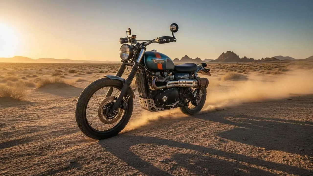 Nueva Triumph Miura Scrambler con dise&ntilde;o extremo y rendimiento excepcional en motos de aventura y carretera - Imagen generada por IA 
