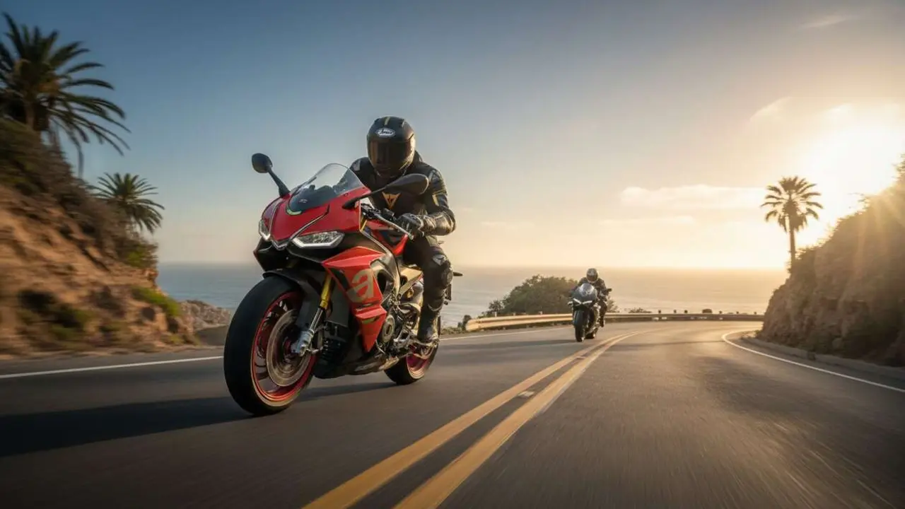 Aprilia RS 660 destacada en carretera, la moto deportiva que compite con los grandes del mercado actual - Imagen generada por IA 