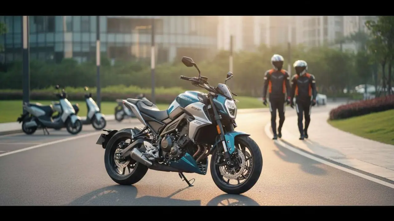  Zontes 350V mostrando dise&ntilde;o y potencia que revolucionan el segmento de motos 350cc en 2024 - Imagen generada por IA 