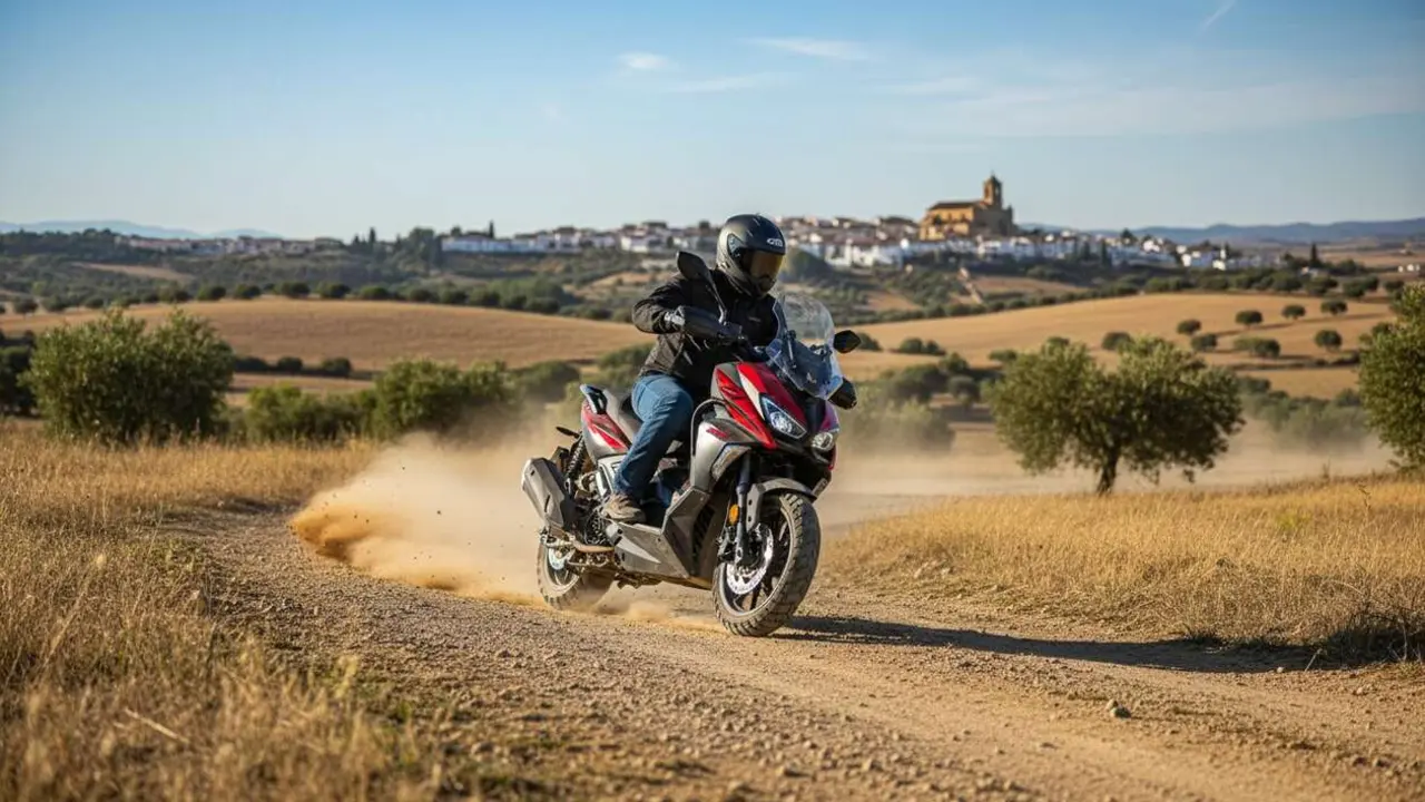  Voge SR450X scooter off road en Espa&ntilde;a destacado por su dise&ntilde;o innovador y precio competitivo de 6.288 euros - Imagen generada por IA 