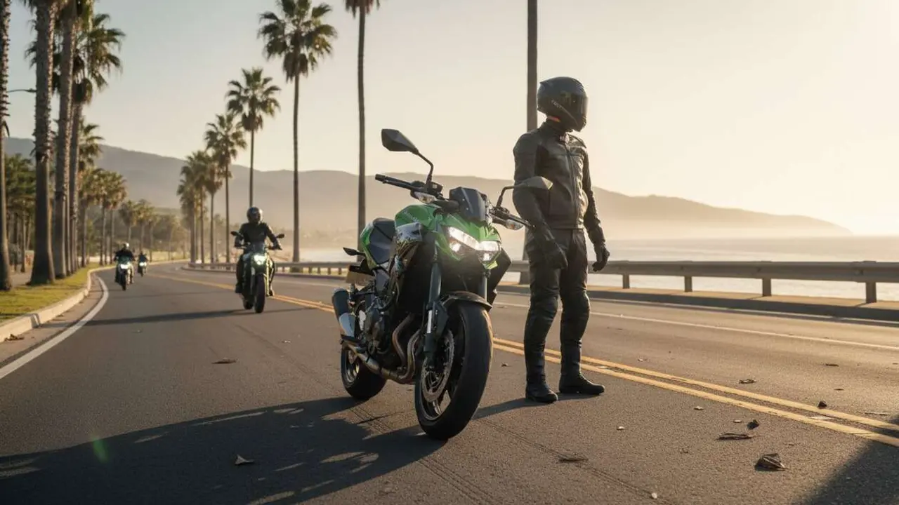  Kawasaki Z500 la mejor moto naked para carnet A2 en 2026 ideal para principiantes y conducci&oacute;n segura - Imagen generada por IA 
