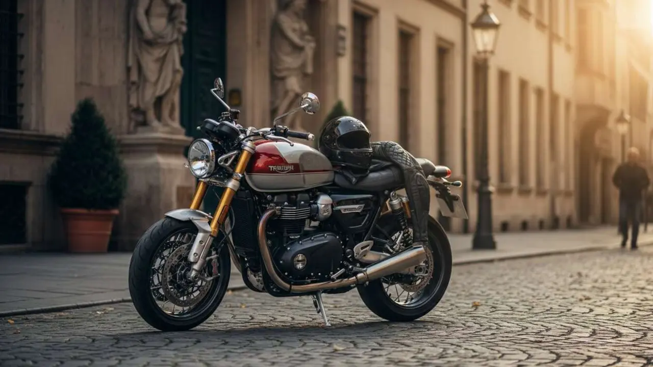  Triumph Speed Twin 1200 RS en color rojo destacando lujo y potencia disponible desde 17,995 euros - Imagen generada por IA 