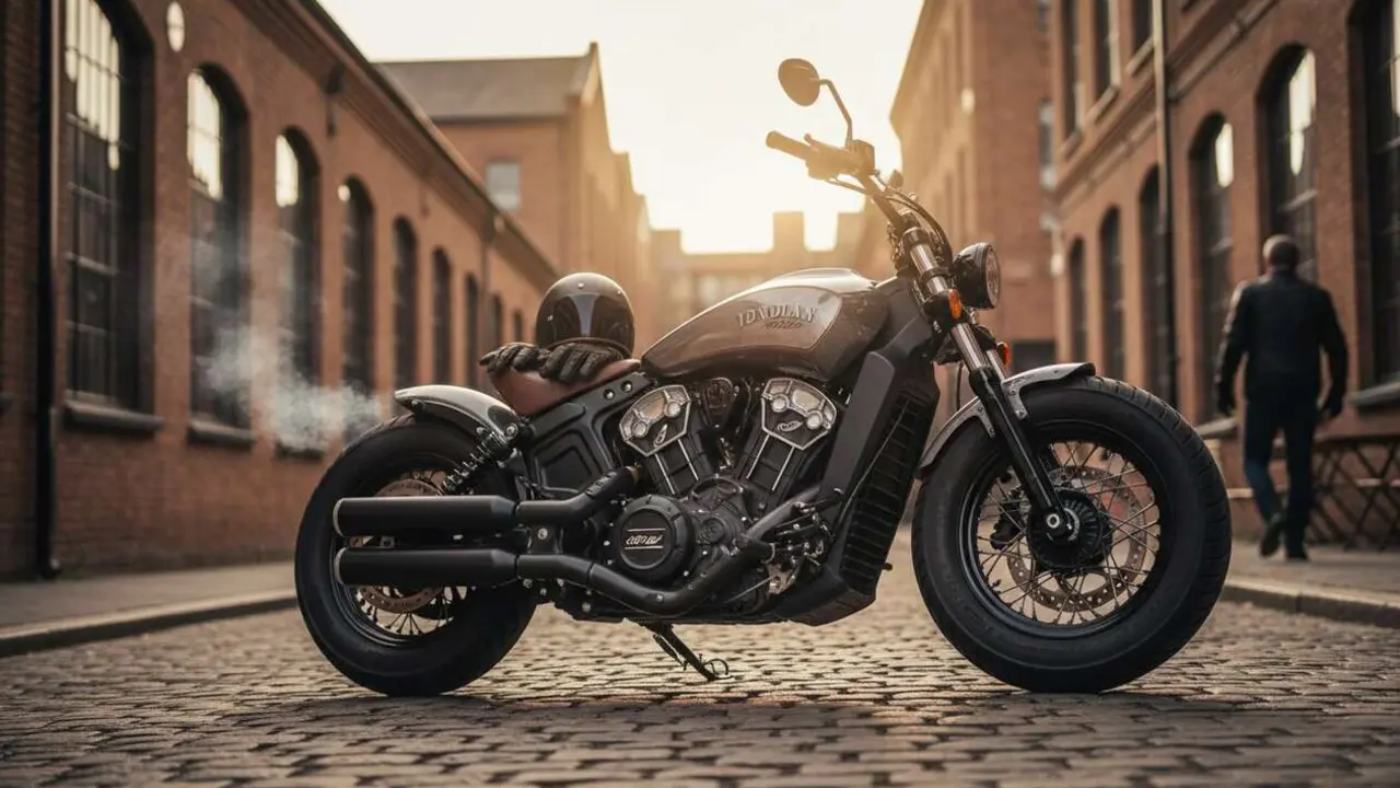  Indian Sixty Bobber en acci&oacute;n mostrando su dise&ntilde;o cl&aacute;sico y potente para los verdaderos amantes del motor - Imagen generada por IA 