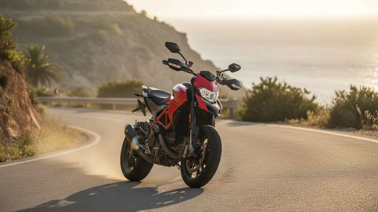  Ducati Hypermotard 698 en acci&oacute;n mostrando su dise&ntilde;o deportivo y potencia desde 13.990 euros - Imagen generada por IA 