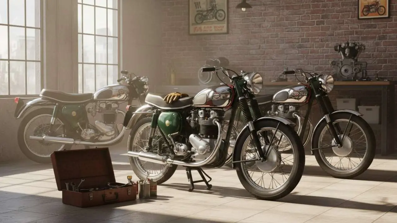  Motos cl&aacute;sicas BSA vintage en excelente estado que encantan a coleccionistas y amantes de la historia motociclista - Imagen generada por IA 