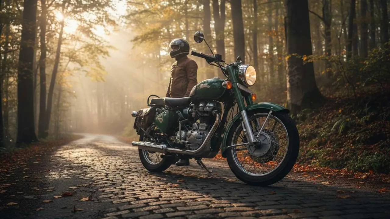  Royal Enfield Classic 350 2024 mostrando su dise&ntilde;o cl&aacute;sico y novedades destacadas para los amantes de las motos cl&aacute;sicas - Imagen generada por IA 