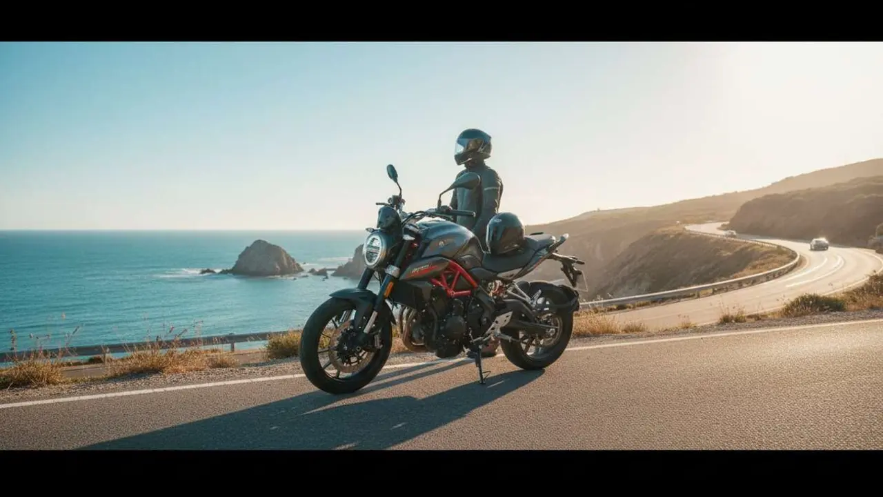  Benelli 502C destacada en carretera mostrando por qu&eacute; es la moto media cilindrada m&aacute;s popular y buscada en 2024 - Imagen generada por IA 