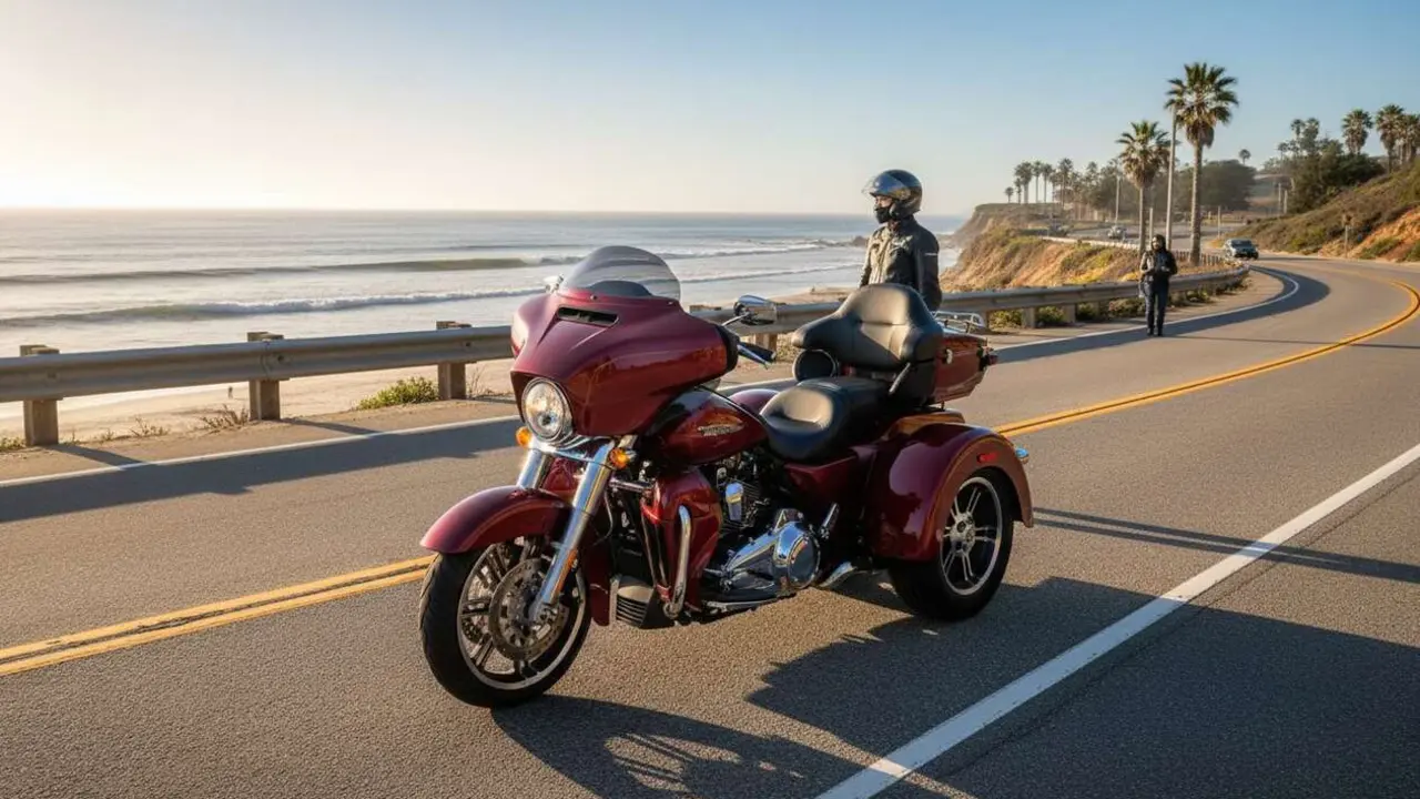  Harley Davidson Freewheeler triciclo en carretera con dise&ntilde;o robusto y potente desde 38.700 euros - Imagen generada por IA 