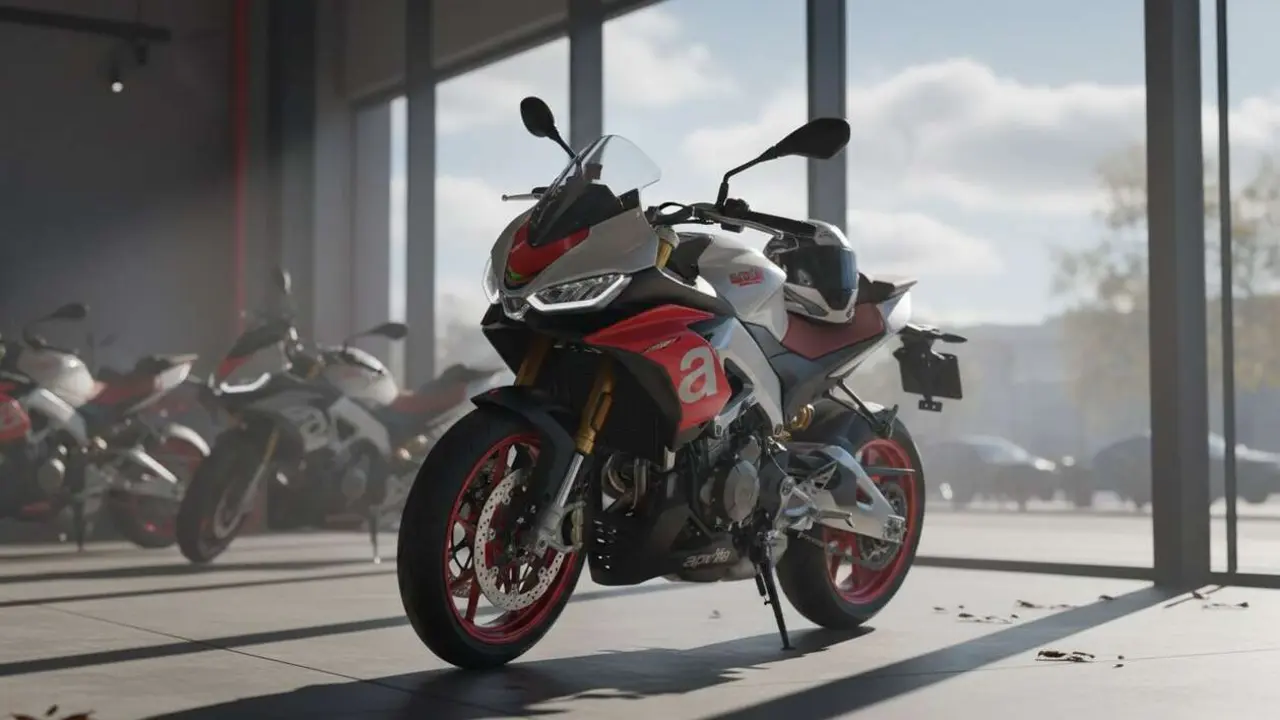  Aprilia Tuono 457 2026 en acci&oacute;n mostrando su dise&ntilde;o deportivo y tecnolog&iacute;a avanzada para motos naked modernas - Imagen generada por IA 