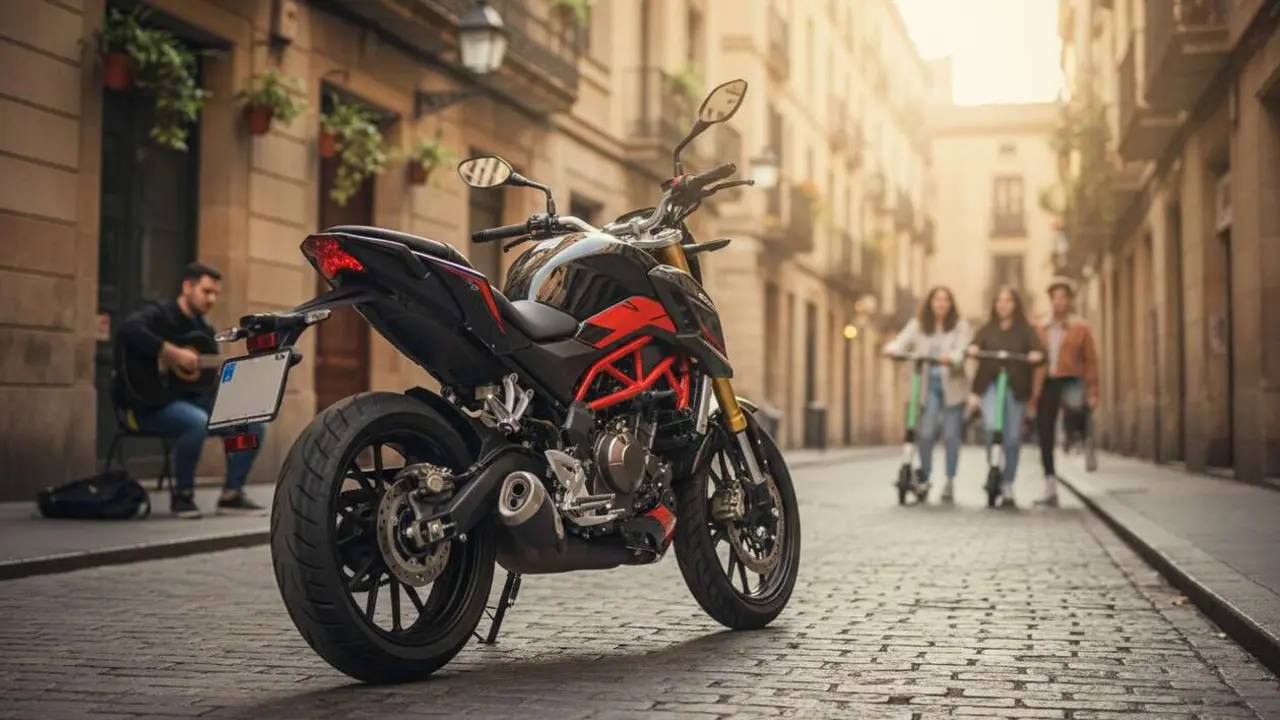  Macbor Shifter EVO 125 naked urbana en Barcelona destacada por dise&ntilde;o moderno y rendimiento eficiente - Imagen generada por IA 