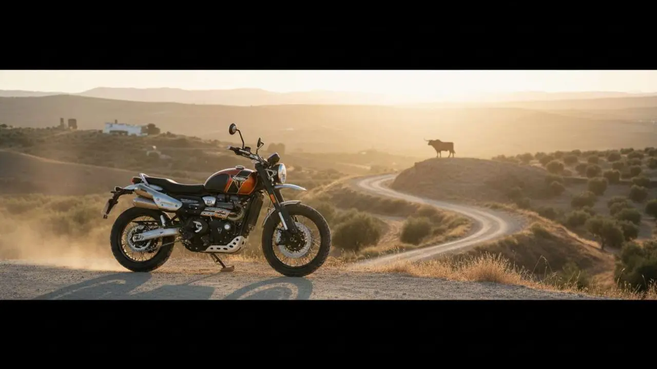  Triumph Scrambler 400 XC Miura edici&oacute;n especial que rinde homenaje a Espa&ntilde;a con estilo &uacute;nico y dise&ntilde;o exclusivo - Imagen generada por IA 