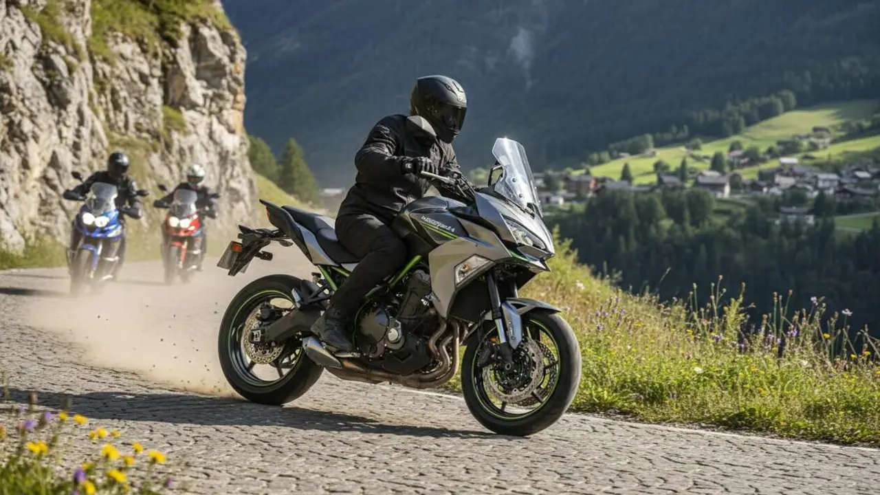  Kawasaki Versys 900 en Europa lista para competir con motos chinas en el mercado de motocicletas adventure - Imagen generada por IA 