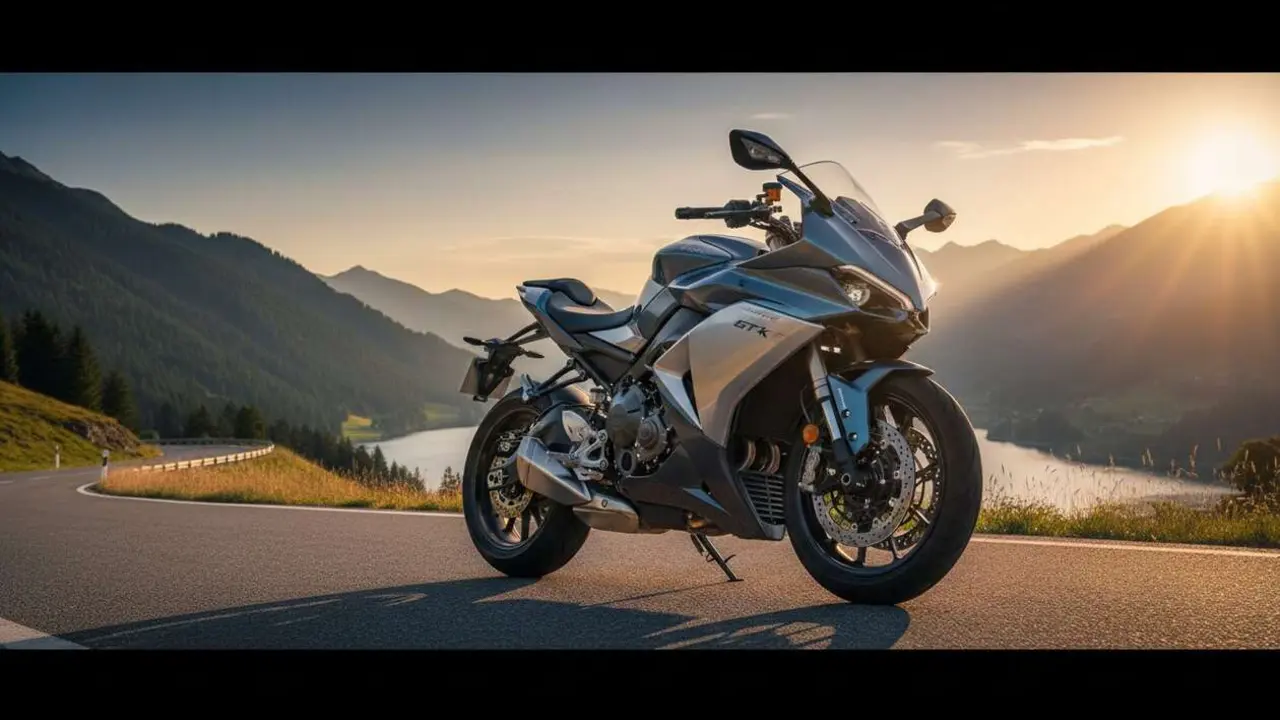  Prueba de la motocicleta MITT GT-K 2026 con dise&ntilde;o innovador y rendimiento sorprendente en la gran turismo media - Imagen generada por IA 