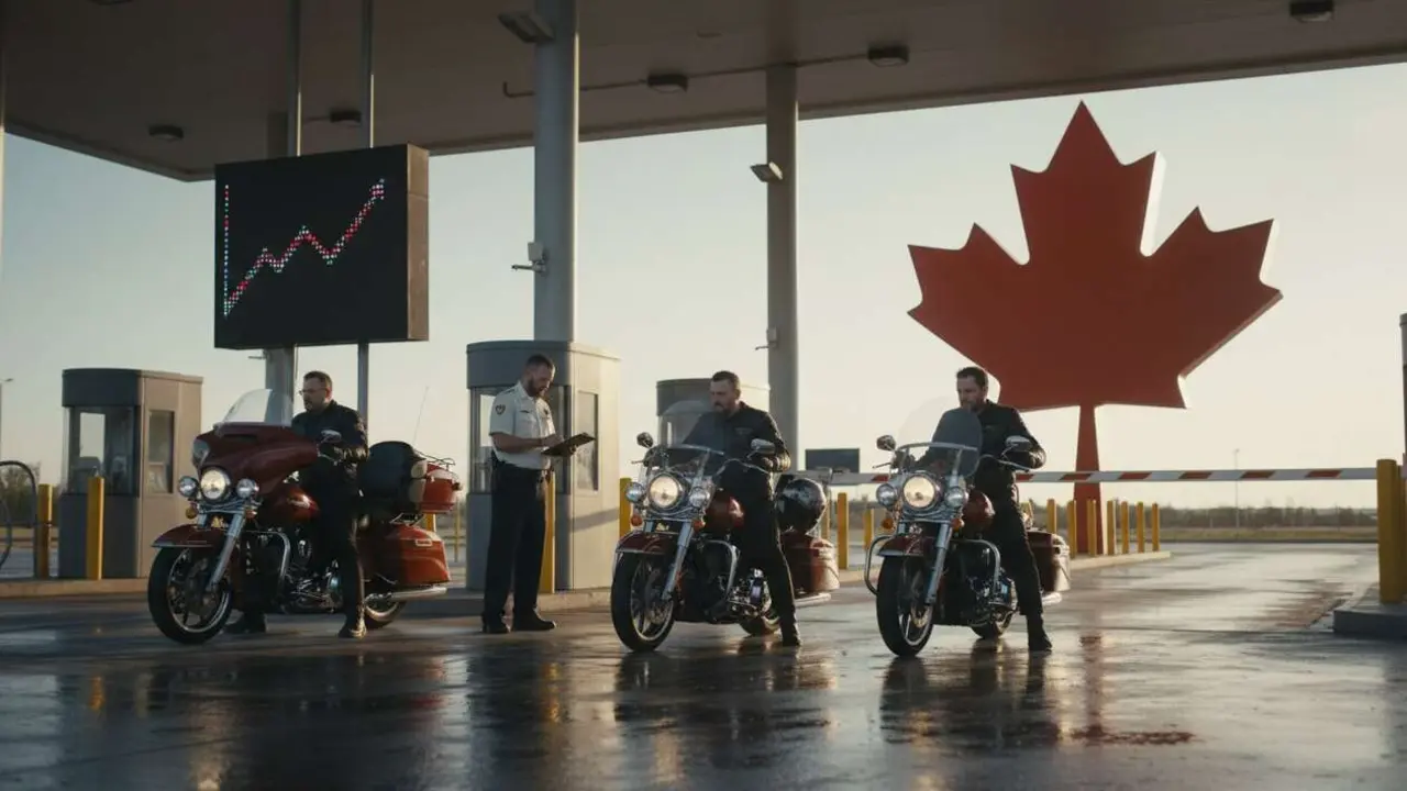  Harley Davidson afronta un arancel del 50% en Canad&aacute; y sus consecuencias - Imagen generada por IA 