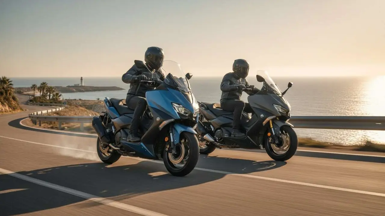  Scooter Voge de 6.288 euros frente a la Yamaha TMAX - Imagen generada por IA 