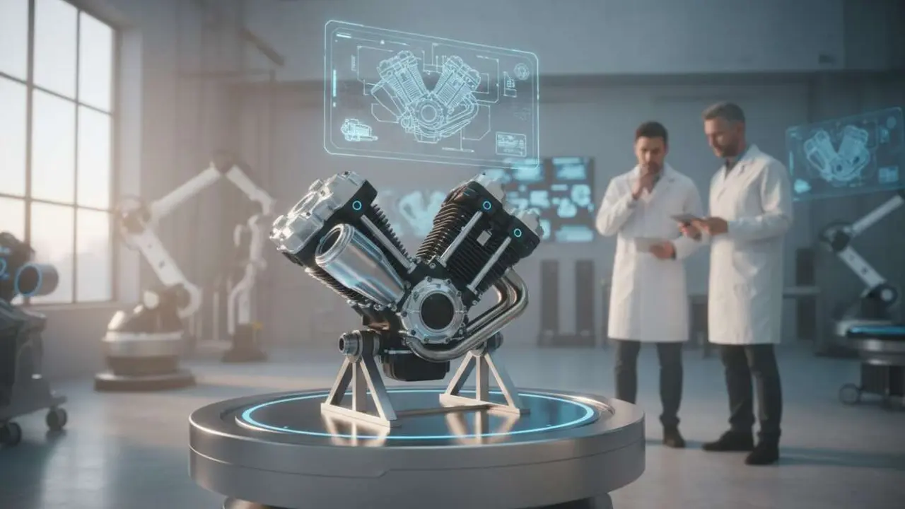  Patente de QJMOTOR para un sorprendente motor V-twin de un solo cilindro - Imagen generada por IA 